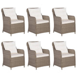 7 Piece Garden Dining Set Poly Rattan Brown - Side View
