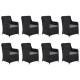 9 Piece Garden Dining Set Poly Rattan Black