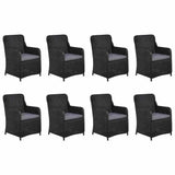 11 Piece Garden Dining Set Poly Rattan Black