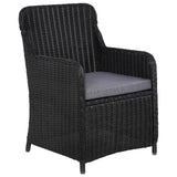 11 Piece Garden Dining Set Poly Rattan Black - Side View