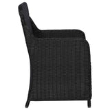 11 Piece Garden Dining Set Poly Rattan Black - 45-Degree Angle