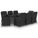 9 Piece Garden Dining Set Poly Rattan Black