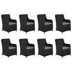 9 Piece Garden Dining Set Poly Rattan Black