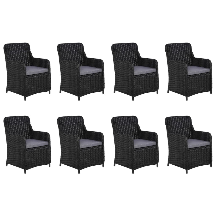 9 Piece Garden Dining Set Poly Rattan Black