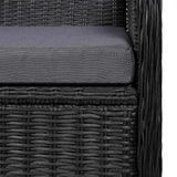 9 Piece Garden Dining Set Poly Rattan Black - Low Angle