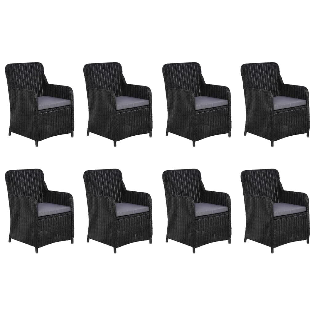 11 Piece Garden Dining Set Poly Rattan Black