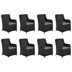 11 Piece Garden Dining Set Poly Rattan Black