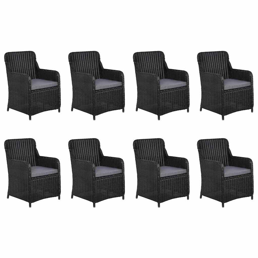 11 Piece Garden Dining Set Poly Rattan Black