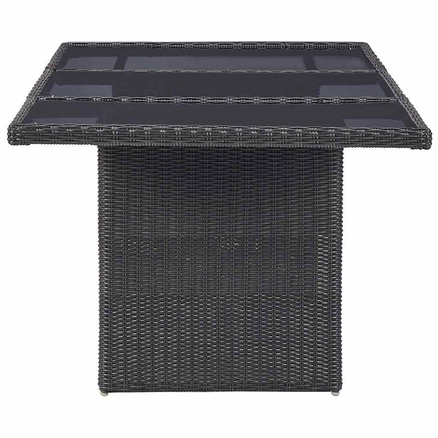 11 Piece Garden Dining Set Poly Rattan Black