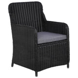 11 Piece Garden Dining Set Poly Rattan Black - Side View