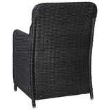 11 Piece Garden Dining Set Poly Rattan Black - 45-Degree Angle