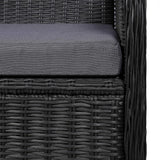 11 Piece Garden Dining Set Poly Rattan Black - Rear View