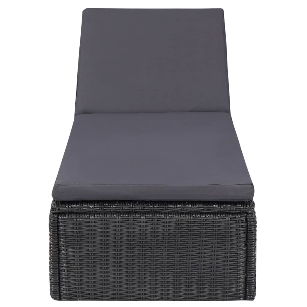 11 Piece Garden Dining Set Poly Rattan Black
