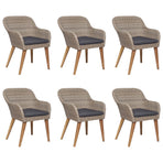 7 Piece Garden Dining Set Poly Rattan Brown