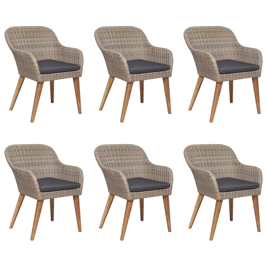 7 Piece Garden Dining Set Poly Rattan Brown