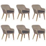 7 Piece Garden Dining Set Poly Rattan Brown