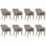 9 Piece Garden Dining Set Poly Rattan Brown