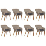 9 Piece Garden Dining Set Poly Rattan Brown - Side View