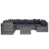 9 Piece Garden Lounge Set with Cushions Poly Rattan Grey - 45-Degree Angle