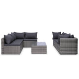 9 Piece Garden Lounge Set with Cushions Poly Rattan Grey