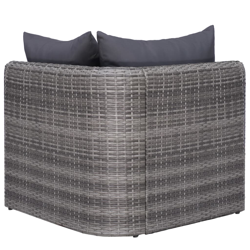 9 Piece Garden Lounge Set with Cushions Poly Rattan Grey