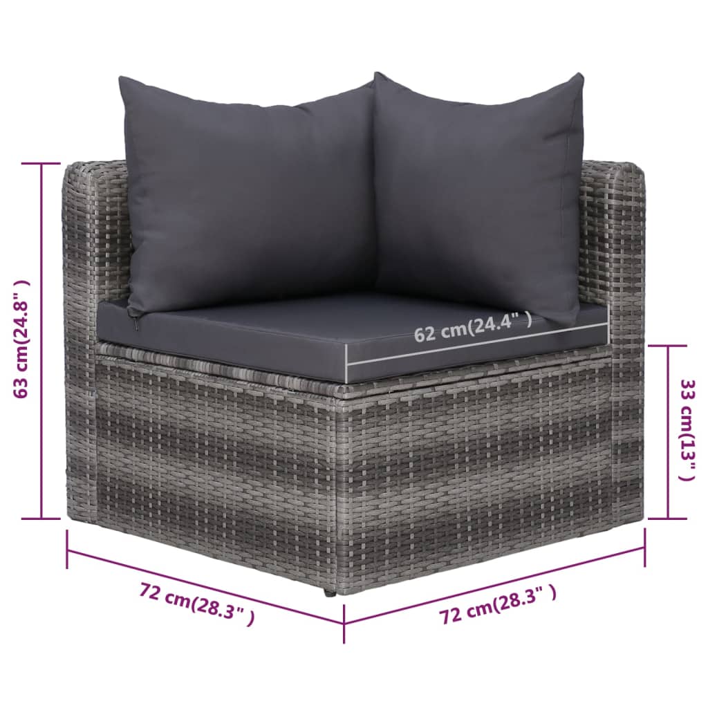 9 Piece Garden Lounge Set with Cushions Poly Rattan Grey