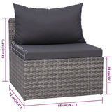 9 Piece Garden Lounge Set with Cushions Poly Rattan Grey - Extra Image