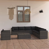 9 Piece Garden Lounge Set with Cushions Poly Rattan Grey