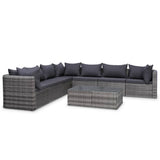 10 Piece Garden Lounge Set with Cushions Poly Rattan Grey