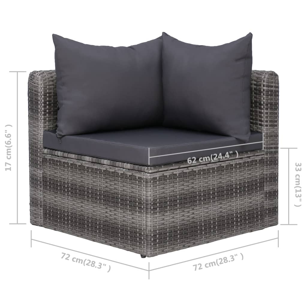 10 Piece Garden Lounge Set with Cushions Poly Rattan Grey