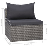 10 Piece Garden Lounge Set with Cushions Poly Rattan Grey