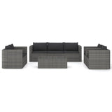 8 Piece Garden Lounge Set with Cushions Poly Rattan Grey - Side View
