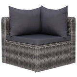 8 Piece Garden Lounge Set with Cushions Poly Rattan Grey - 45-Degree Angle