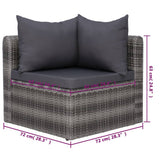 8 Piece Garden Lounge Set with Cushions Poly Rattan Grey - Low Angle