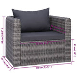 8 Piece Garden Lounge Set with Cushions Poly Rattan Grey - Extra Image