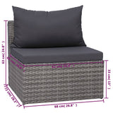 8 Piece Garden Lounge Set with Cushions Poly Rattan Grey - Extra Image