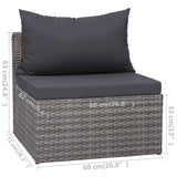 9 Piece Garden Lounge Set with Cushions Poly Rattan Grey - Extra Image