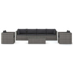 7 Piece Garden Lounge Set with Cushions Poly Rattan Grey