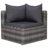 7 Piece Garden Lounge Set with Cushions Poly Rattan Grey - Low Angle