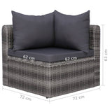 7 Piece Garden Lounge Set with Cushions Poly Rattan Grey - Extra Image