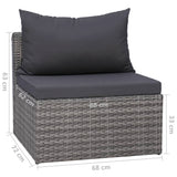 7 Piece Garden Lounge Set with Cushions Poly Rattan Grey