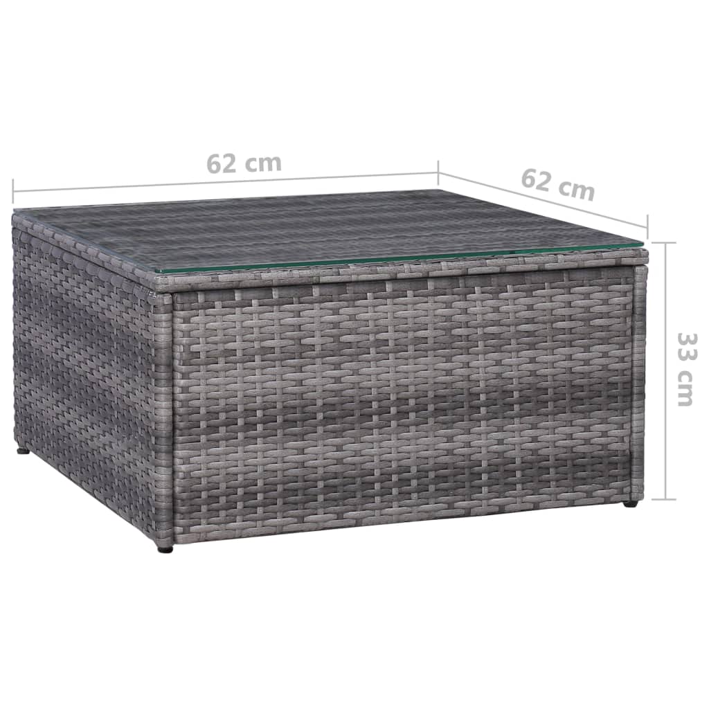 7 Piece Garden Lounge Set with Cushions Poly Rattan Grey