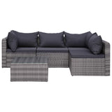 7 Piece Garden Lounge Set with Cushions Poly Rattan Grey - 45-Degree Angle