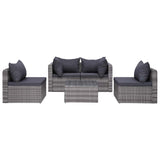 7 Piece Garden Lounge Set with Cushions Poly Rattan Grey - Close-Up Angle
