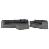 8 Piece Garden Lounge Set with Cushions Poly Rattan Grey - Side View