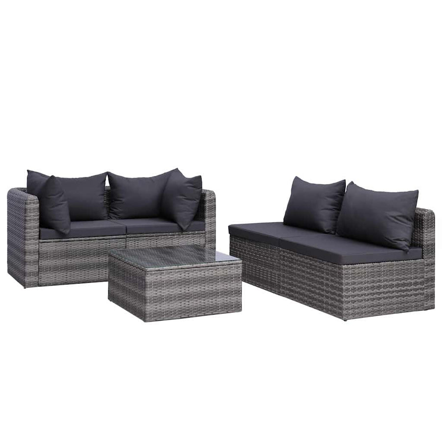 8 Piece Garden Lounge Set with Cushions Poly Rattan Grey