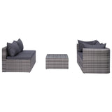 8 Piece Garden Lounge Set with Cushions Poly Rattan Grey - Rear View