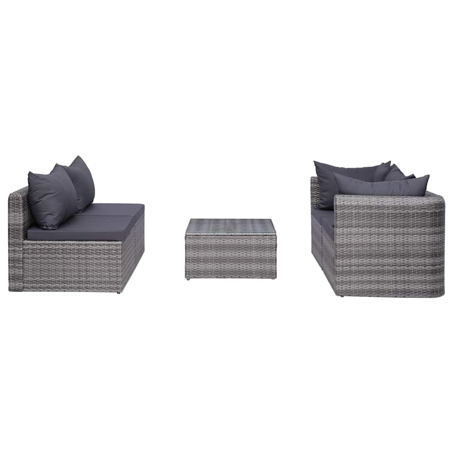 8 Piece Garden Lounge Set with Cushions Poly Rattan Grey