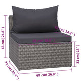 8 Piece Garden Lounge Set with Cushions Poly Rattan Grey