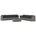 9 Piece Garden Lounge Set with Cushions Poly Rattan Grey
